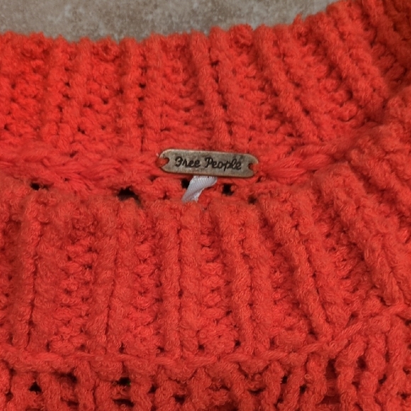 Free People Higher Love Boxy Cropped Crochet Cable Knit Fringe Sweater - Picture 2 of 2